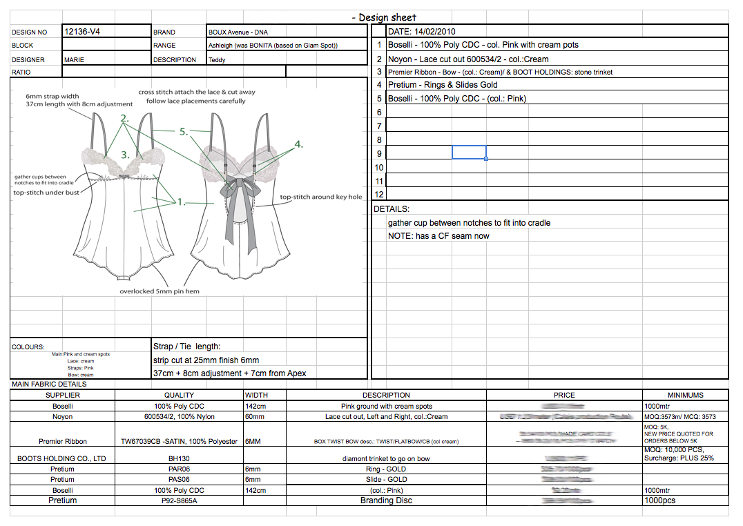 Teddy spec sheet